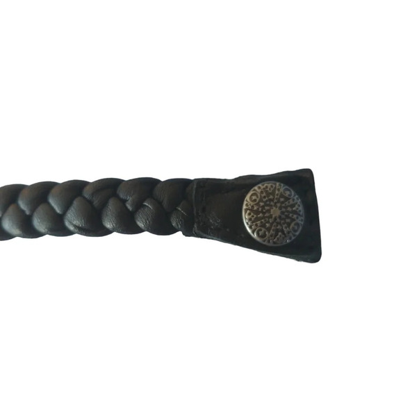 Faux Leather  Braided Bracelet Cuff, Black - Picture 5 of 6
